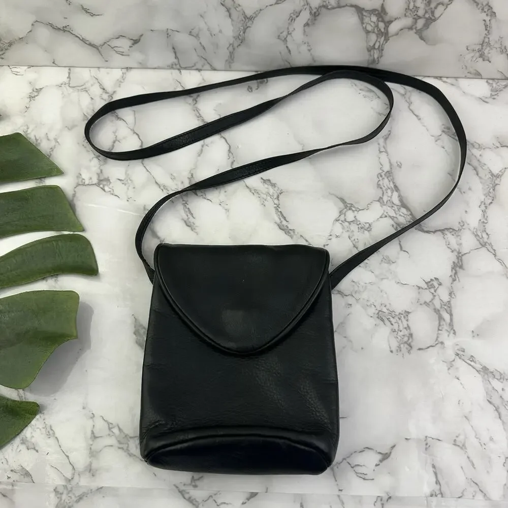 Mowen Designs Vintage 90s Leather Mini Purse Bag Black Cross Body Soft